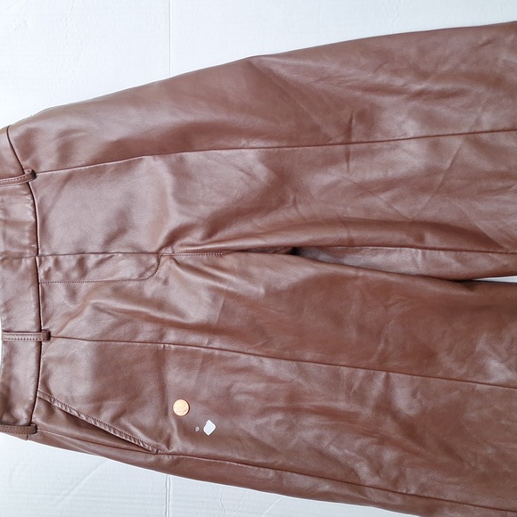 Jason WU collection wide leg vegan leather Sz 6 Brown Chocolate RTR - Picture 4 of 6